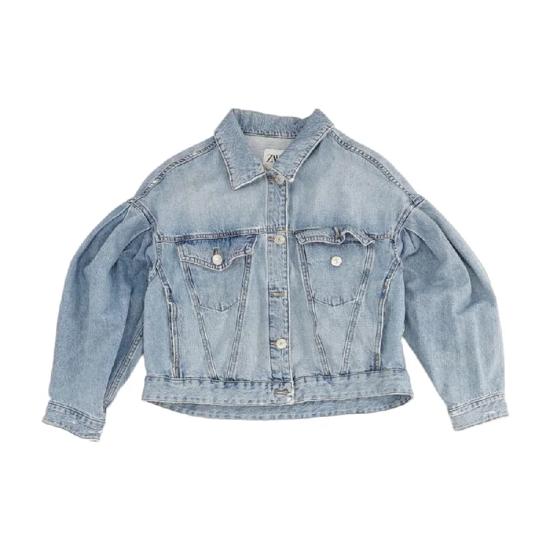 Blue Solid Denim Jacket