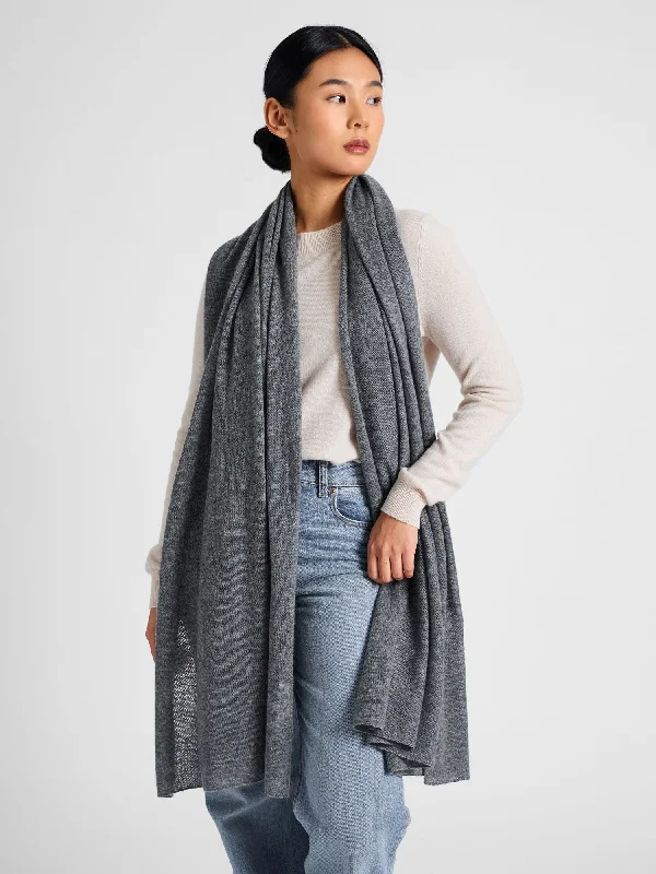 Airy cashmere scarf "Flow" - dark grey