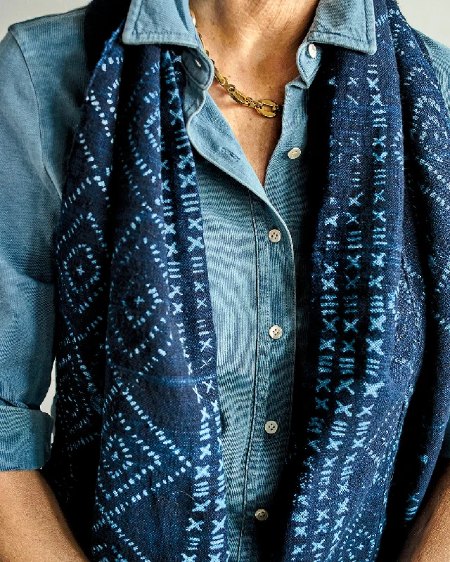 Mud Cloth Scarf in Indigo