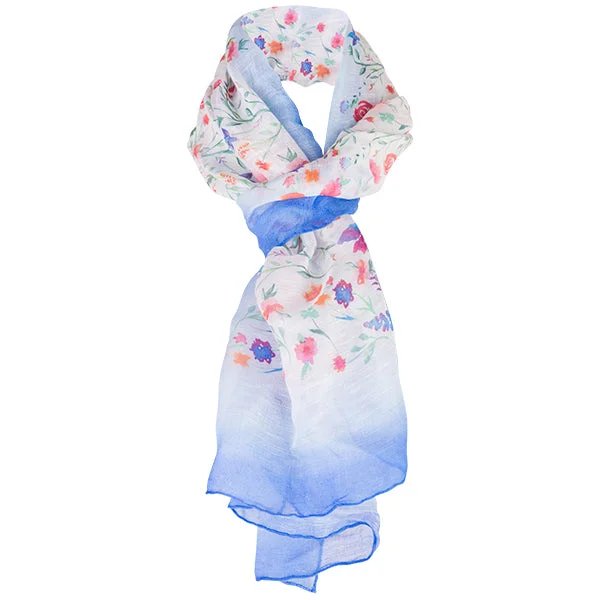 Printed Modal Linen Silk Scarf in Field Florals