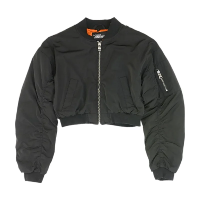 Black Solid Bomber Jacket