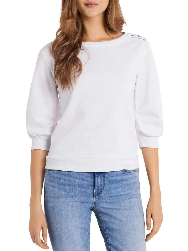 Womens Terry Cloth Puff Sleeve Sweatshirt