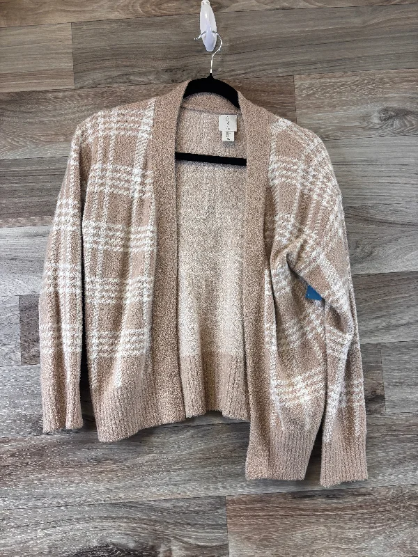 Sweater Cardigan By Clothes Mentor In Brown & White, Size: S