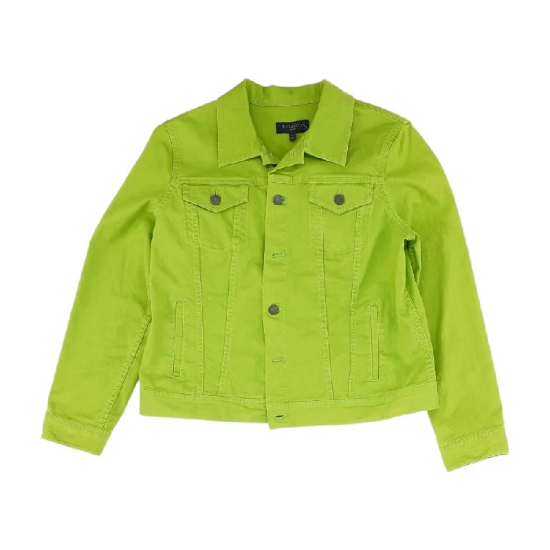 Green Solid Denim Jacket