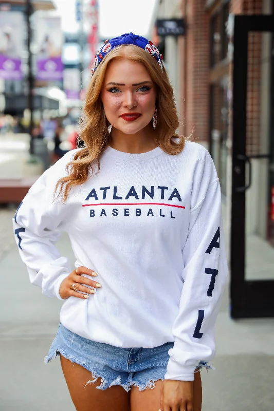 White Atlanta Baseball Sweatshirt