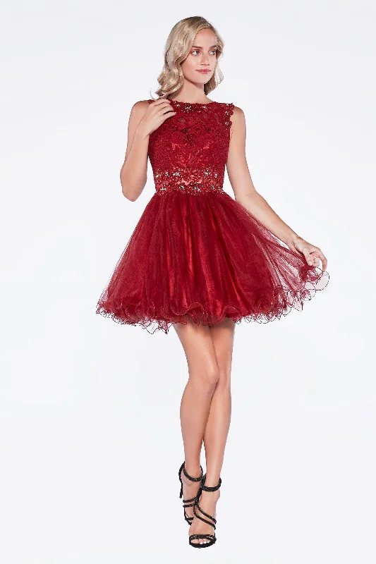 Cinderella Divine CD0117 Homecoming Short Dress Beaded Lace Cocktail Prom