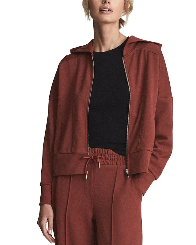 Reiss Nia Technical Jersey Zipped Hoodie