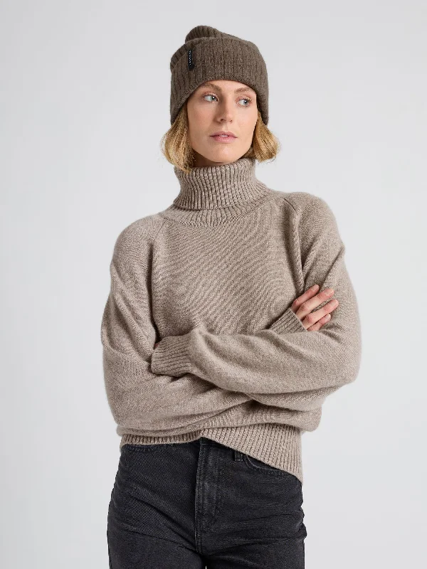 Cashmere beanie "Oda" - Dark toast