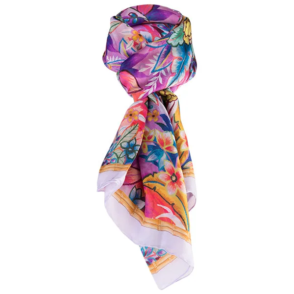 Printed Printed Silk Square Scarf in Lush Tropical