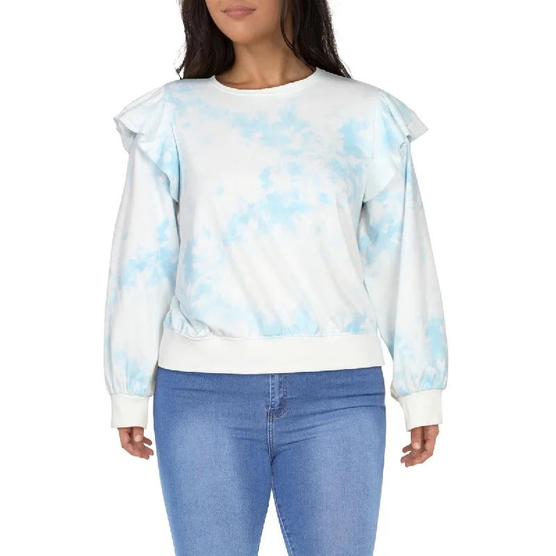 Womens Tie Dye Ruffle Sweatshirt