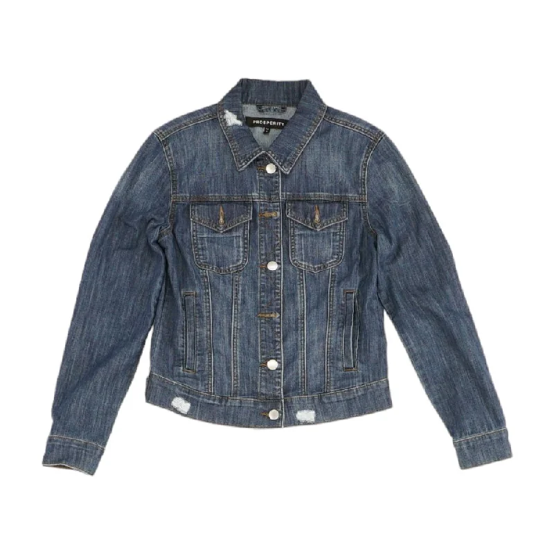 Blue Solid Denim Jacket