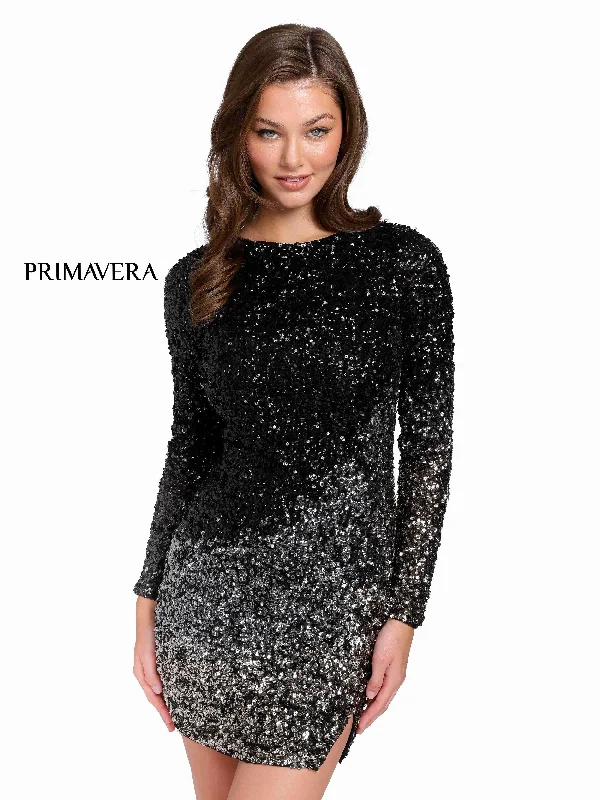 Primavera Couture Long Sleeve Prom Short Dress 3819