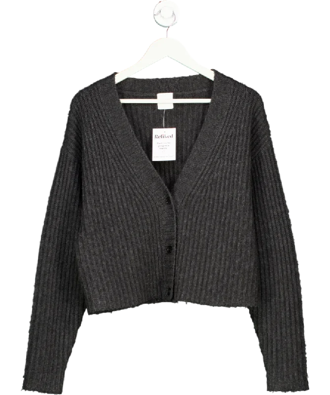 MADELEINE THOMPSON Grey Cashmere And Wool Cardigan UK S