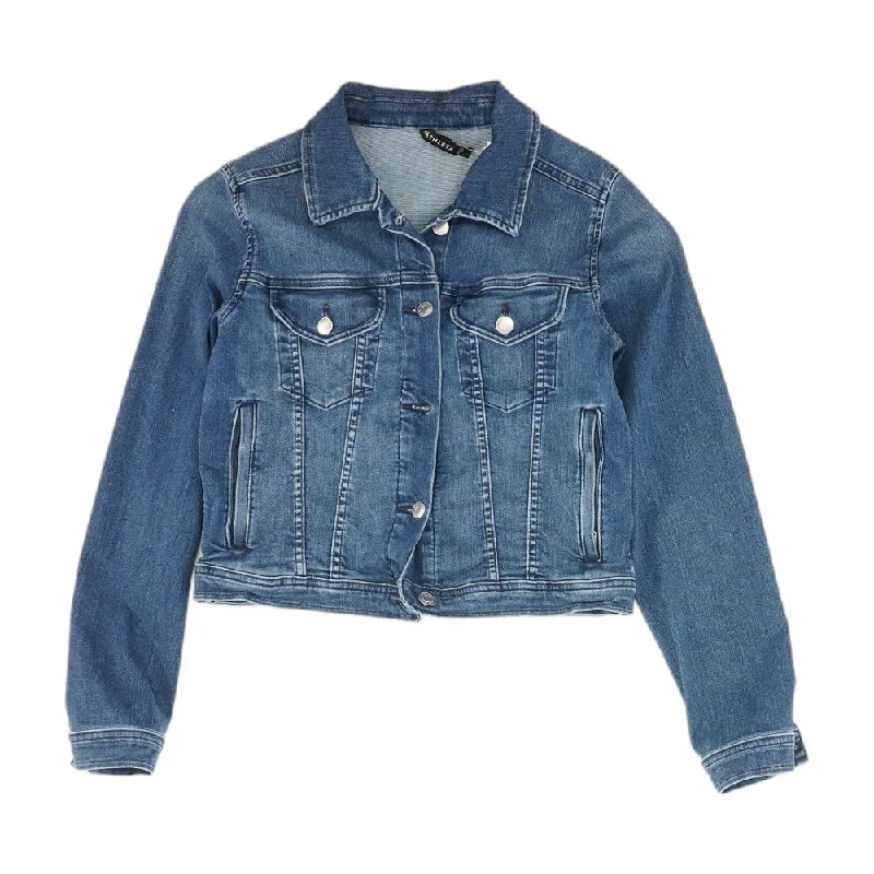 Blue Solid Denim Jacket