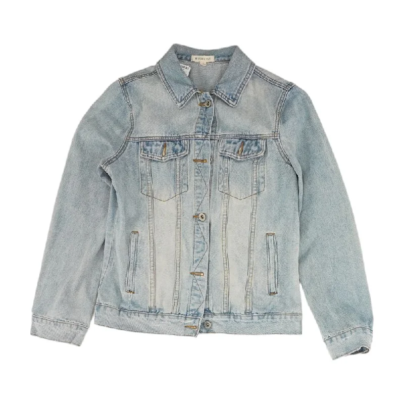 Blue Solid Denim Jacket