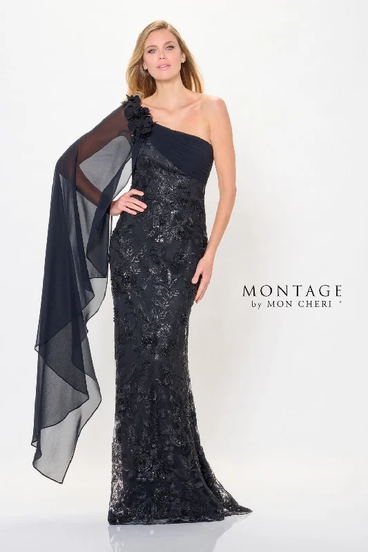 Montage M920 Long Formal Cape Sleeve Evening Dress