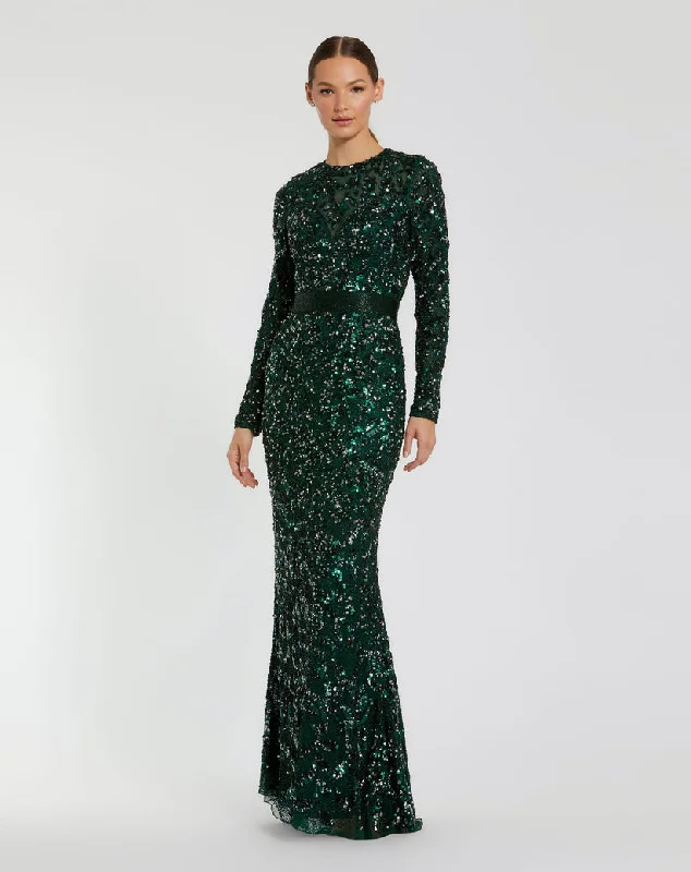 Mac Duggal 5453 Long Sleeve Beaded Formal Evening Dress