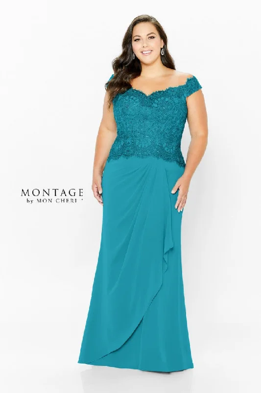 Montage 116937 Long Beaded Lace Fit Formal Dress