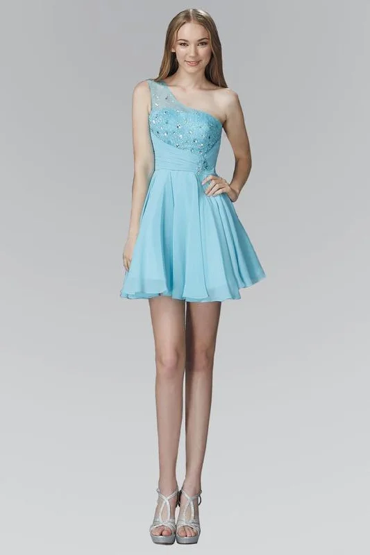 Beaded Asymmetric Prom Short Dress Homecoming