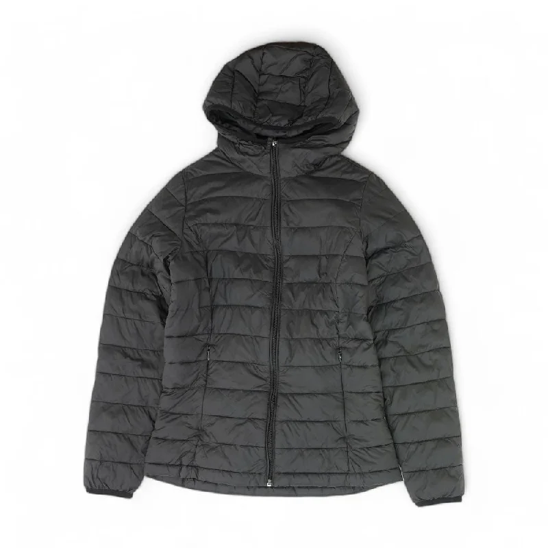 Black Solid Puffer Jacket