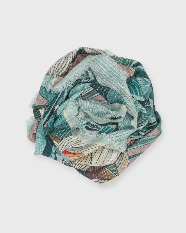 Floral Rectangular Scarf in Green/Pink