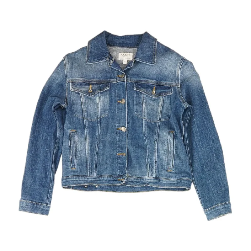 Blue Solid Denim Jacket