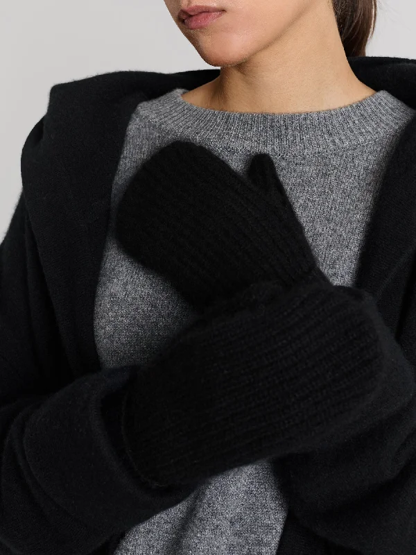 Cashmere thumb mittens "Elva" - Black