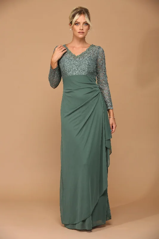 Long Sleeve Formal Mother of the Bride Evening Gown