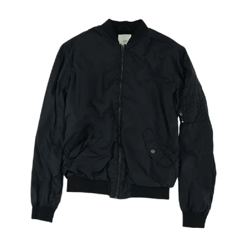 Black Solid Bomber Jacket