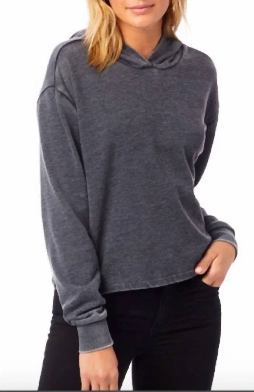 Cropped Hoodie In Washed Black