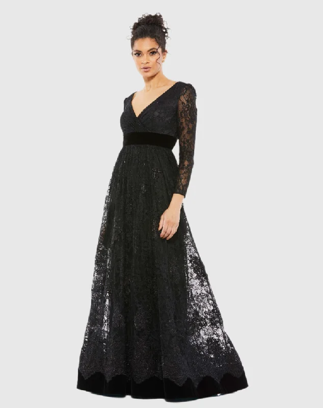 Mac Duggal 67861 Long Sleeve Formal Lace Evening Dress