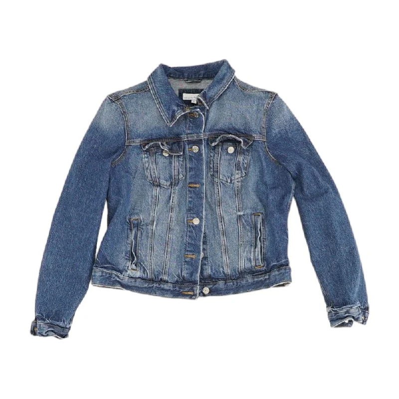 Blue Solid Denim Jacket