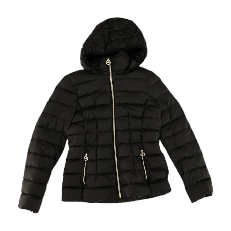 Black Solid Puffer Jacket