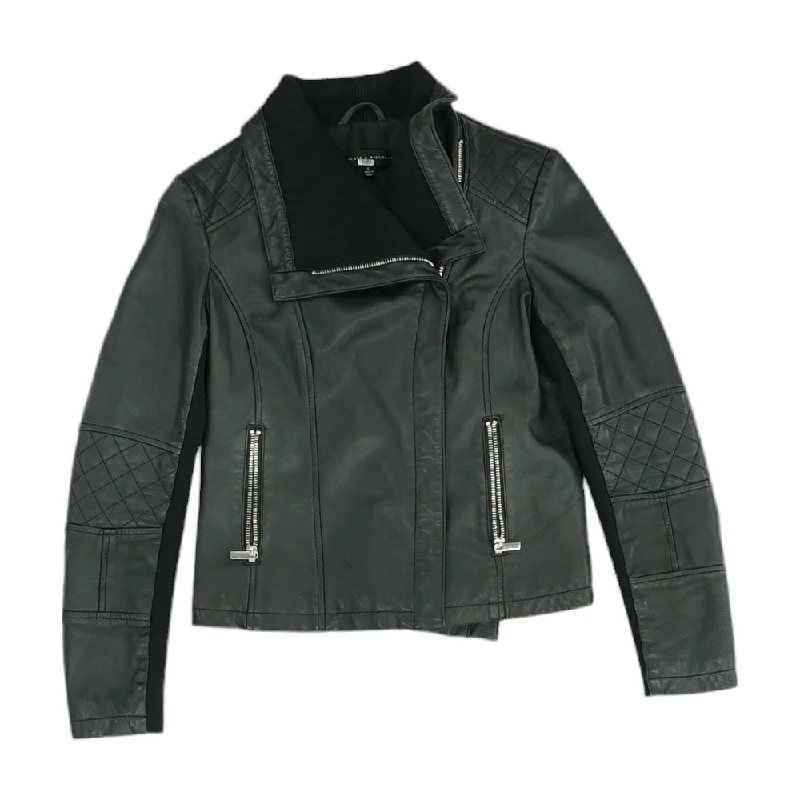 Black Solid Leather Jacket