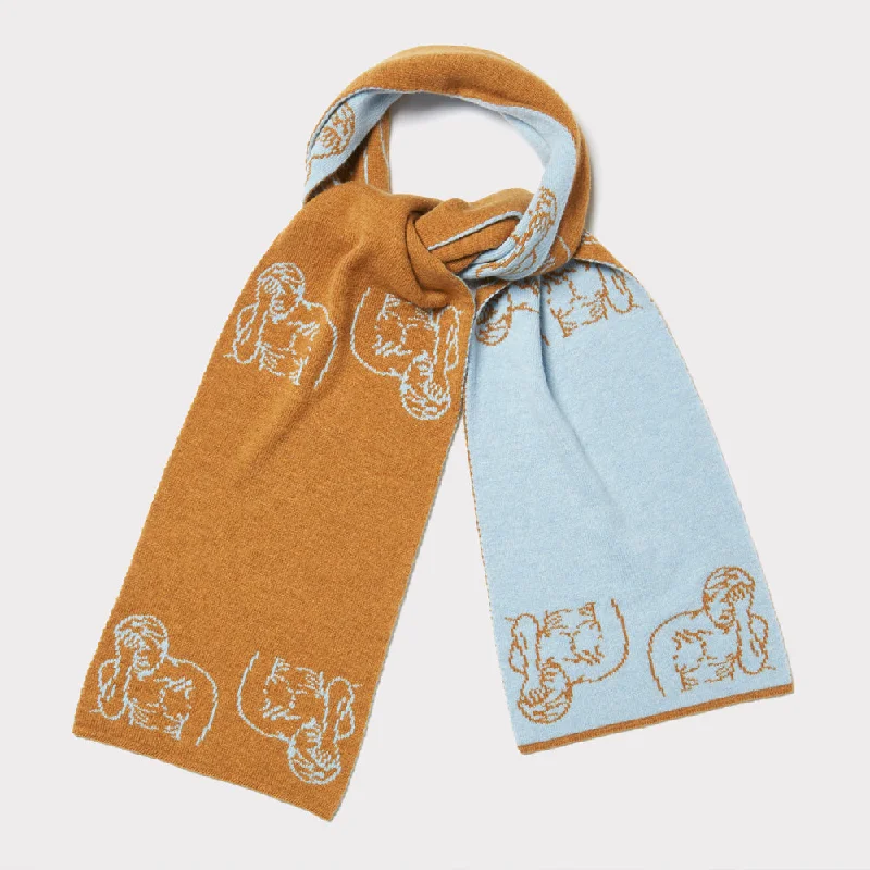 HADES Scarf | Rust & Baby Blue