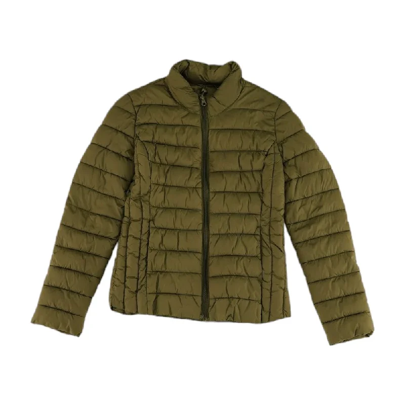 Green Solid Puffer Jacket