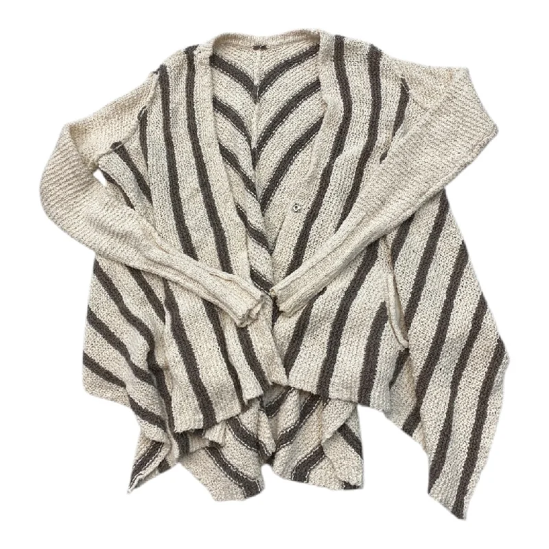 Sweater Cardigan By Free People In Brown & Cream, Size: Xl