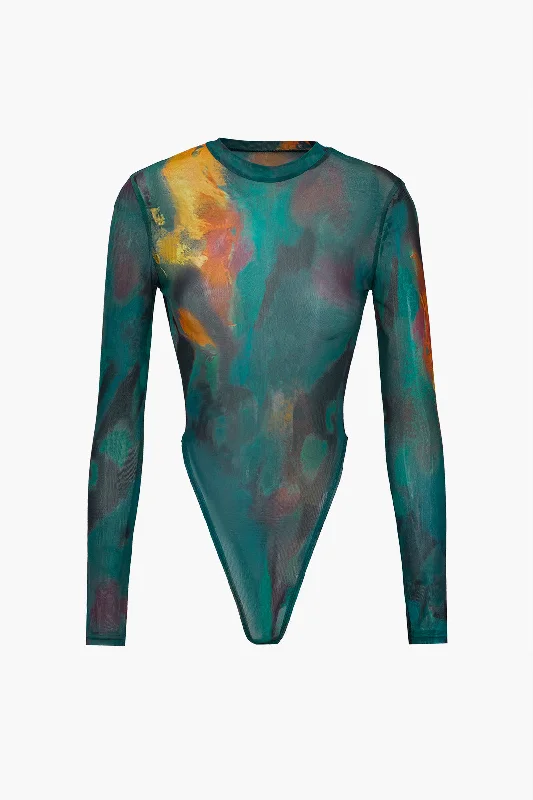 Tie Dye Print Long Sleeve Bodysuit