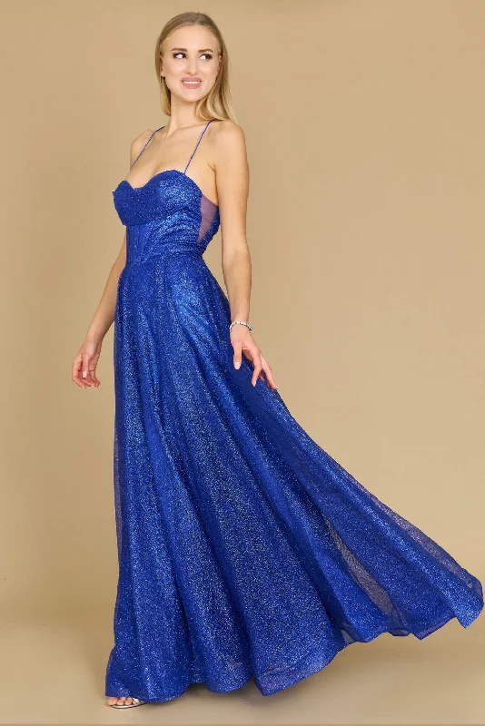 Long Sparkling Cowl Corset Prom Dress