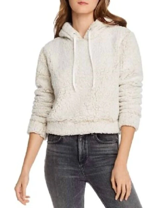 Sherpa Hoodie Sweatshirt Pullover In Cream