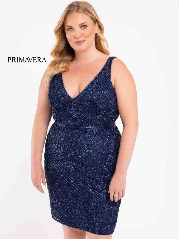 Primavera Couture Beaded Short Plus Size Dress 3884