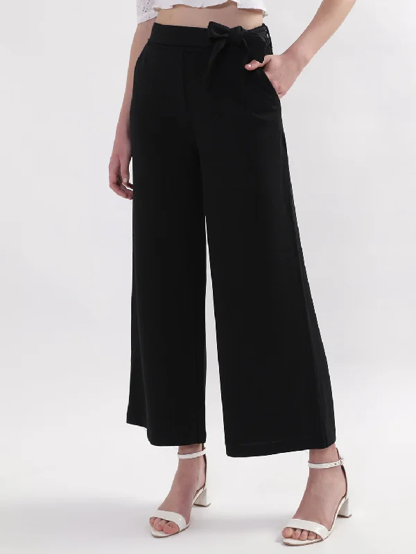 Centre Stage Women Black Fit and Flare Trouser