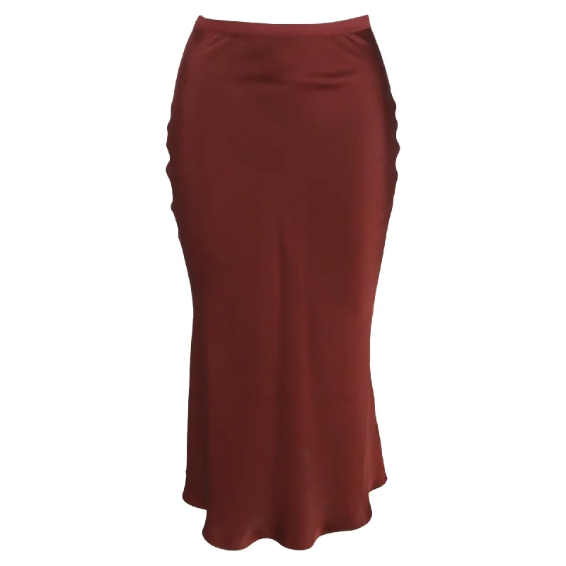 Anine Bing Bar Midi Skirt in Red Silk