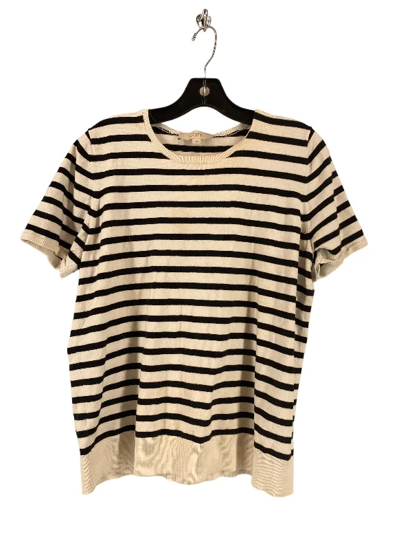 Striped Pattern Top Short Sleeve Loft, Size L