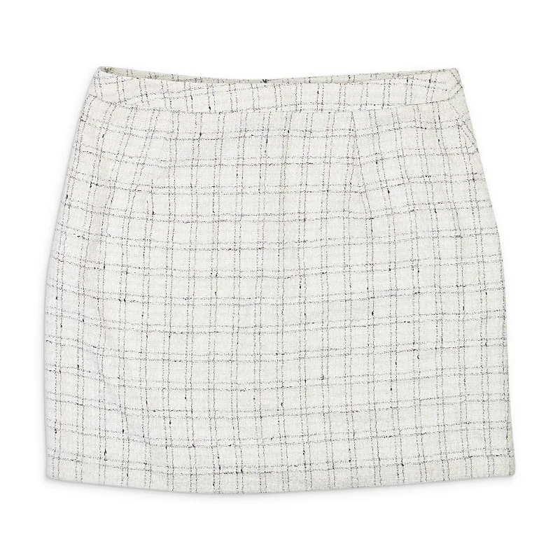 TEXTURED WHITE MINI PENCIL SKIRT