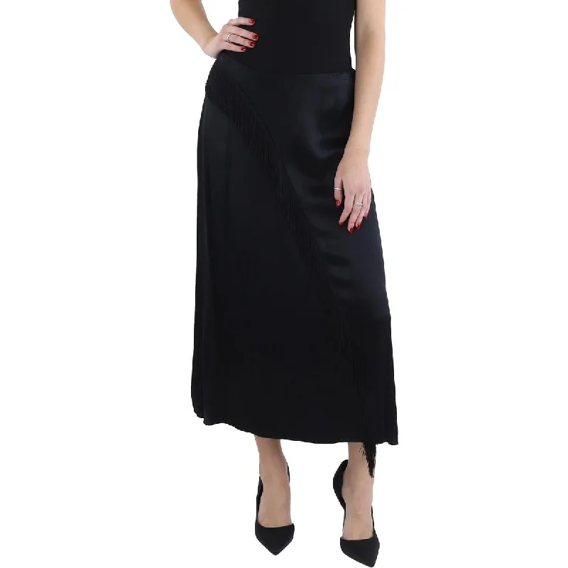 Womens Midi Draped Asymmetrical Skirt