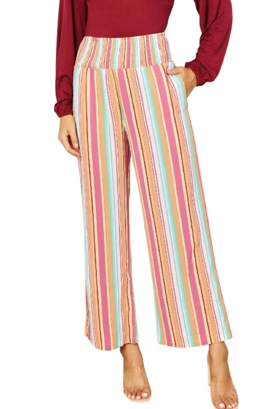 Chic Striped Pants With Pockets In Multicolor