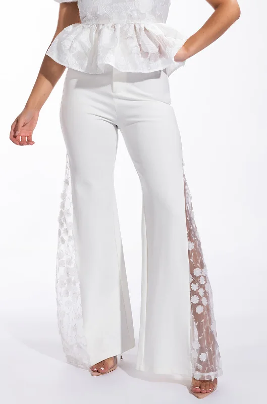 LILA FLORAL DETAIL WIDE LEG PANT