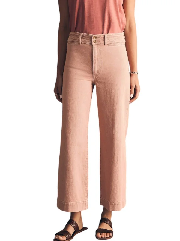 Natural Dye Denim Harbor Crop Jeans In Clay Pink Wash