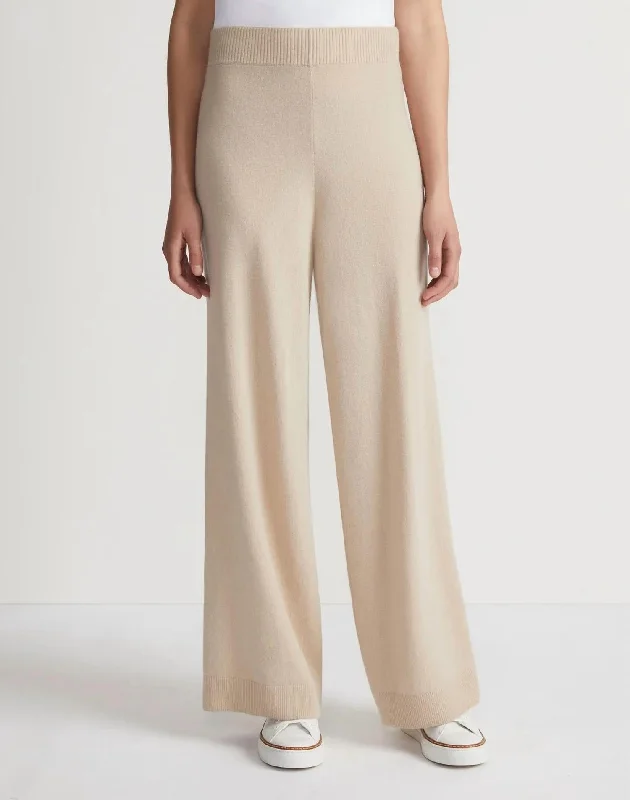 Responsible Wool-Cashmere Wide Leg Pant In Oatmeal Melange